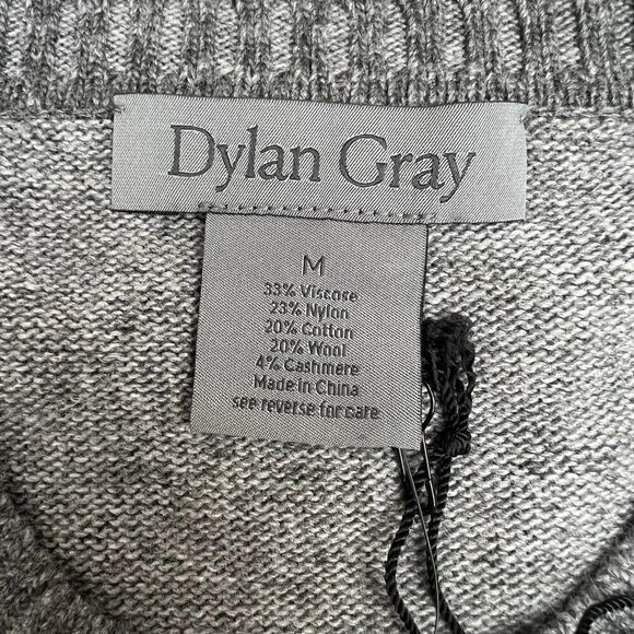 New Dylan Gray Men US M Crewneck Sweater Long Sleeve Wool Cashmere Pullover  - Picture 6 of 11